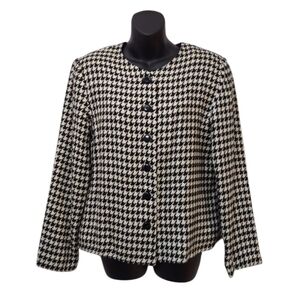 Kathie Lee Collection Women's Black White Button Up Blazer Jacket Size S4/6 NWT